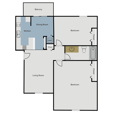 a floor plan of a studio apartment with a bedroom and a living room